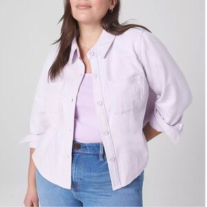 NWT Lane Bryant Cropped Shirt Jacket Button-up 100% Cotton Size 22/24